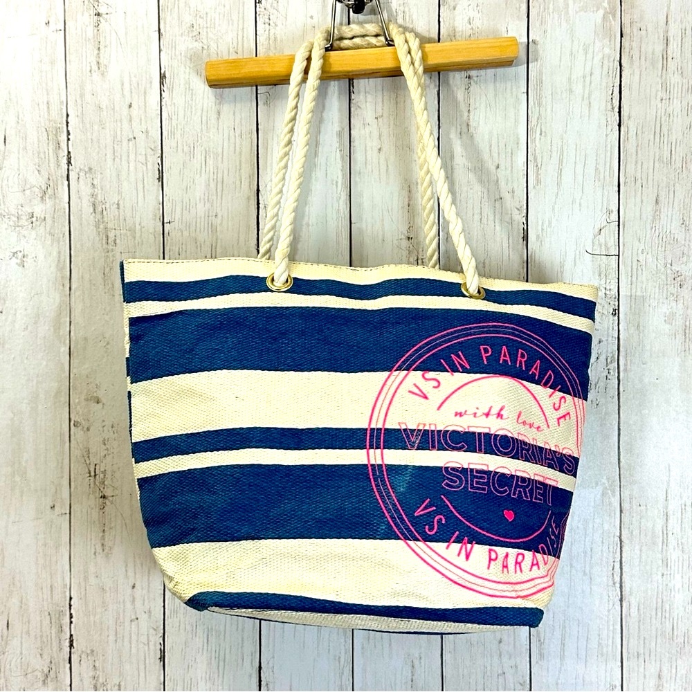 Victorias's Secret Nautical LARGE NAVY women Tote Purse beach hand Bag